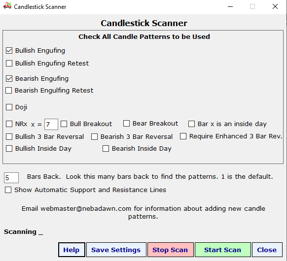 Candlestick Scanner Form